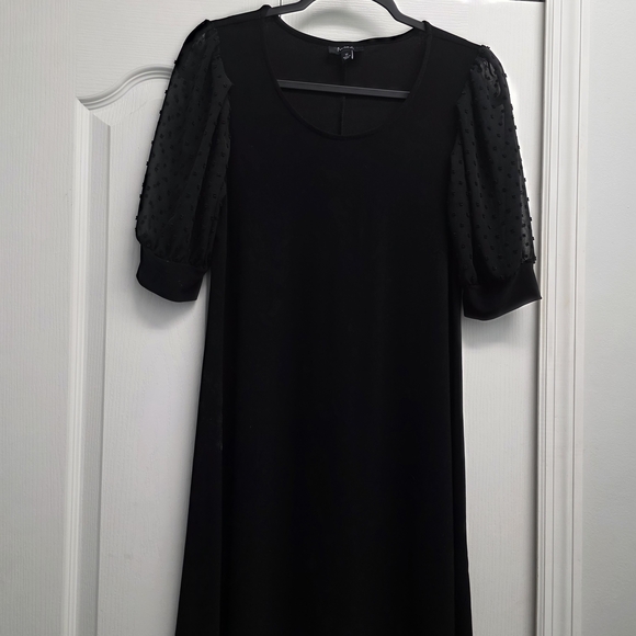MSK Black Dress with Sheer Textured Sleeves - Picture 1 of 5